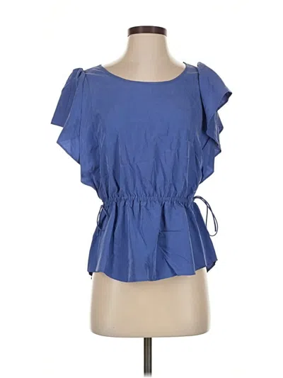 Pre-owned Express Short Sleeve Top Blue Ruffles Neckline Tops