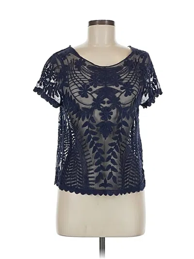 Pre-owned Express Short Sleeve Top Blue Scoop Neck Tops