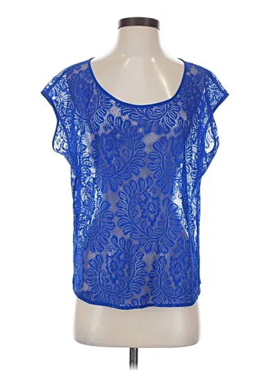 Pre-owned Express Short Sleeve Top Blue Scoop Neck Tops