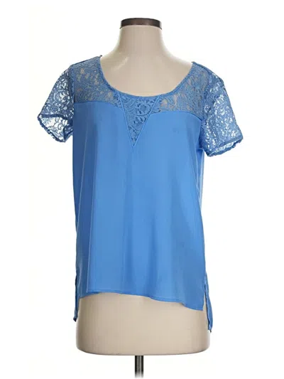 Pre-owned Express Short Sleeve Top Blue Scoop Neck Tops