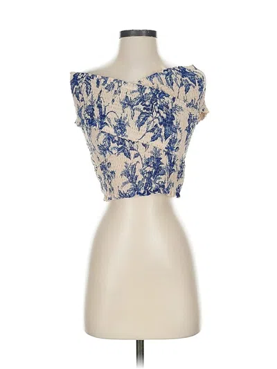 Pre-owned Express Short Sleeve Top Blue Sweetheart Neckline Tops