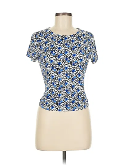 Pre-owned Express Short Sleeve Top Blue Sweetheart Neckline Tops