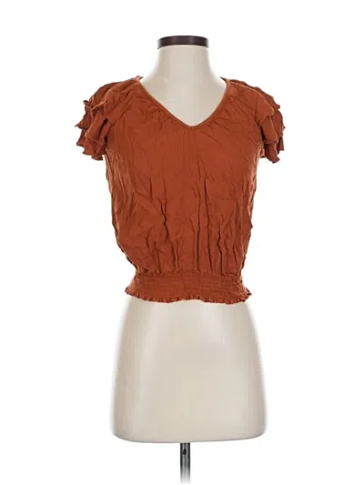 Pre-owned Express Short Sleeve Top Brown Sweetheart Neckline Tops
