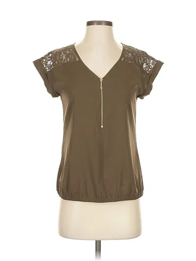 Pre-owned Express Short Sleeve Top Brown V Neck Tops