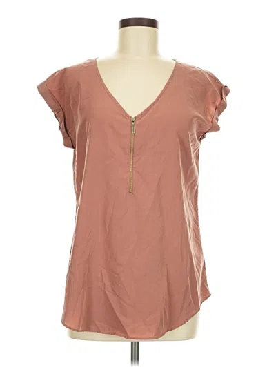 Pre-owned Express Short Sleeve Top Brown V Neck Tops