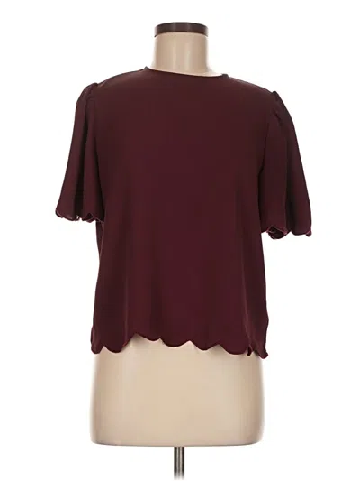 Pre-owned Express Short Sleeve Top Burgundy Keyhole Neckline Tops
