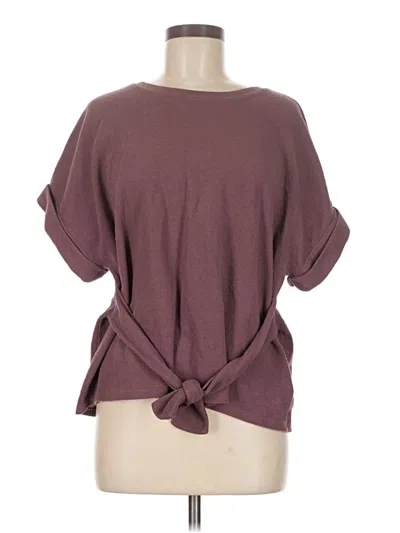 Pre-owned Express Short Sleeve Top Burgundy Keyhole Neckline Tops