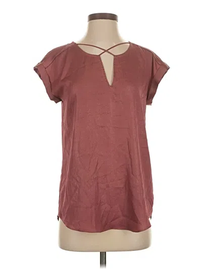 Pre-owned Express Short Sleeve Top Burgundy Keyhole Neckline Tops