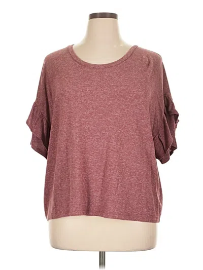 Pre-owned Express Short Sleeve Top Burgundy Scoop Neck Tops
