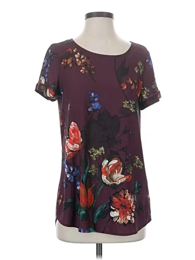 Pre-owned Express Short Sleeve Top Burgundy Scoop Neck Tops