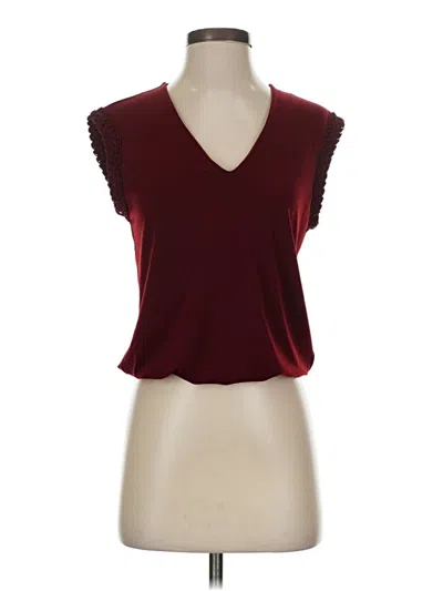 Pre-owned Express Short Sleeve Top Burgundy V Neck Tops
