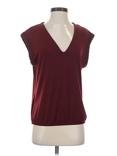 Pre-owned Express Short Sleeve Top Burgundy V Neck Tops