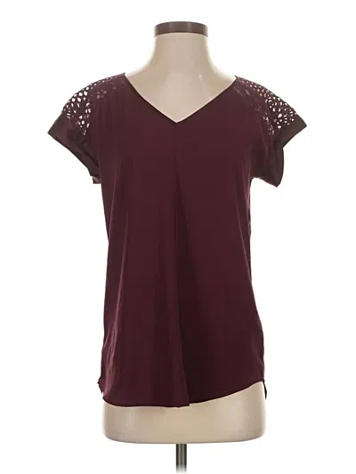 Pre-owned Express Short Sleeve Top Burgundy V Neck Tops
