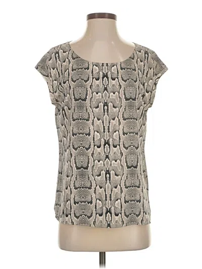 Pre-owned Express Short Sleeve Top Gray Print Pattern Scoop Neck Tops