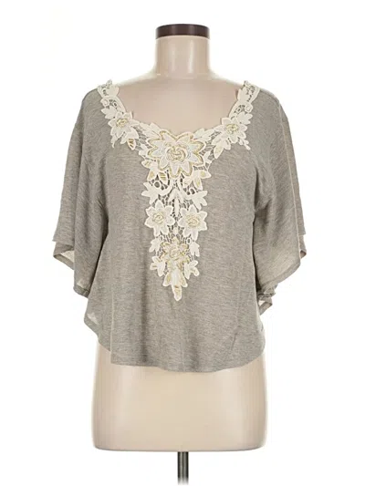 Pre-owned Express Short Sleeve Top Gray Sweetheart Neckline Tops