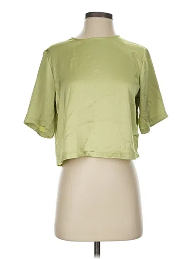 Pre-owned Express Short Sleeve Top Green Mock Neckline Tops