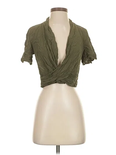 Pre-owned Express Short Sleeve Top Green Plunge Neckline Tops