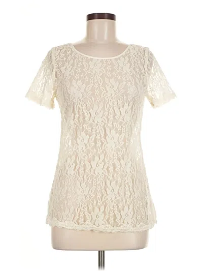 Pre-owned Express Short Sleeve Top Ivory Boatneck Tops