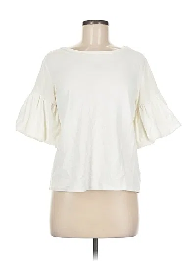 Pre-owned Express Short Sleeve Top Ivory Boatneck Tops In White