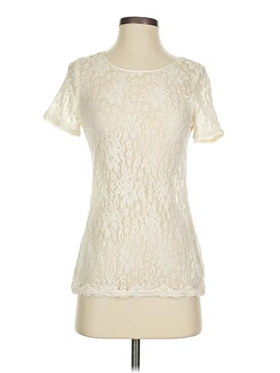 Pre-owned Express Short Sleeve Top Ivory Crew Neck Tops