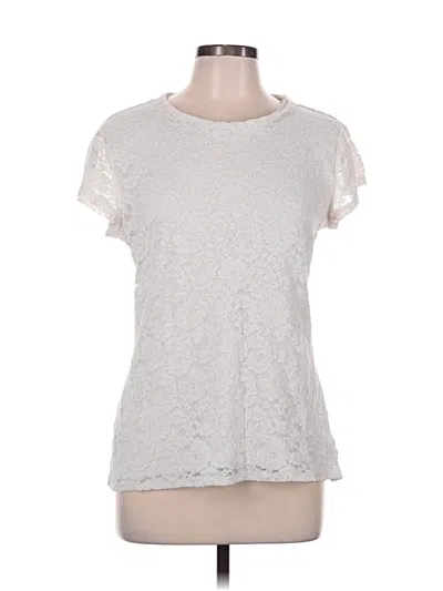 Pre-owned Express Short Sleeve Top Ivory Crew Neck Tops