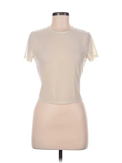 Pre-owned Express Short Sleeve Top Ivory Mock Neckline Tops