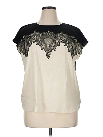 Pre-owned Express Short Sleeve Top Ivory Mock Neckline Tops