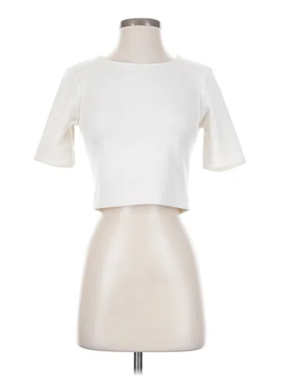 Pre-owned Express Short Sleeve Top Ivory Mock Neckline Tops In White