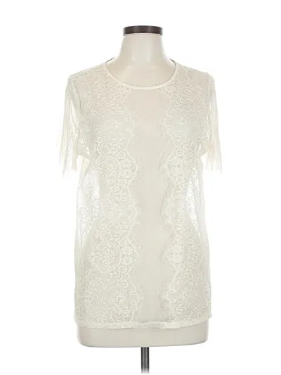 Pre-owned Express Short Sleeve Top Ivory Scoop Neck Tops In White