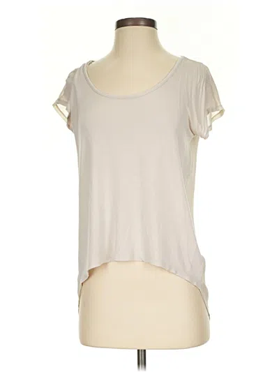 Pre-owned Express Short Sleeve Top Ivory Scoop Neck Tops In White