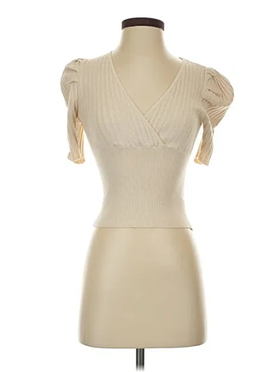 Pre-owned Express Short Sleeve Top Ivory Sweetheart Neckline Tops