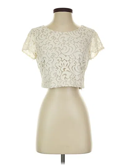 Pre-owned Express Short Sleeve Top Ivory Sweetheart Neckline Tops