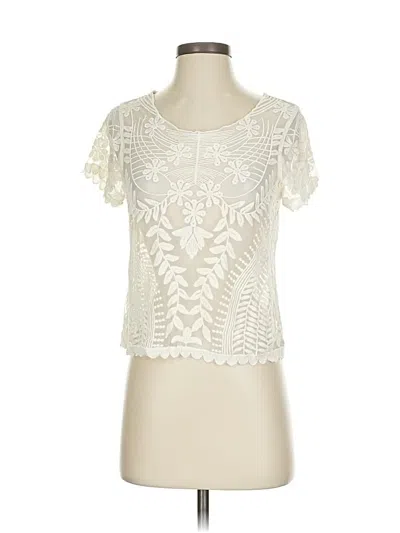 Pre-owned Express Short Sleeve Top Ivory Sweetheart Neckline Tops In White