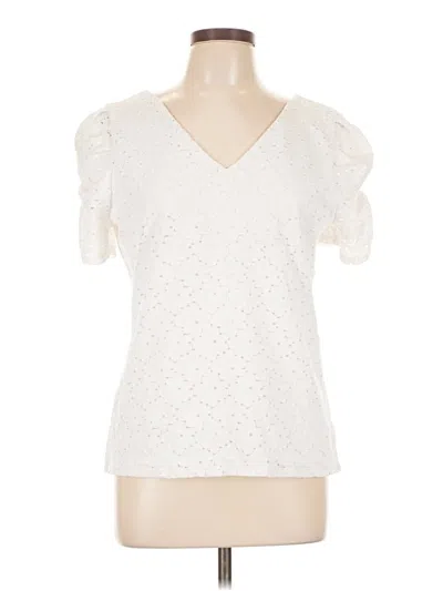 Pre-owned Express Short Sleeve Top Ivory Sweetheart Neckline Tops In White