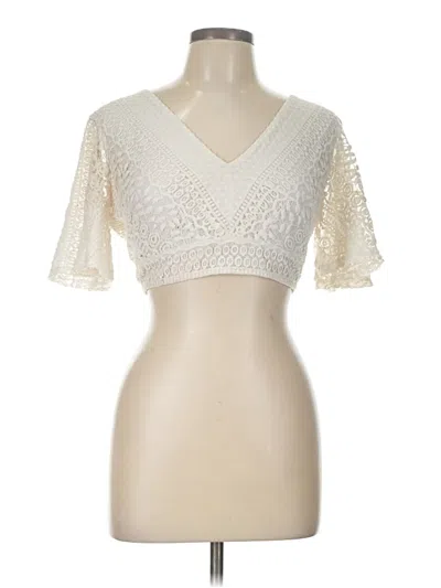 Pre-owned Express Short Sleeve Top Ivory Sweetheart Neckline Tops In White