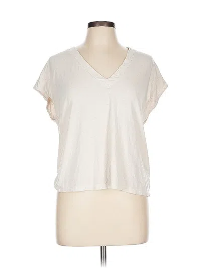 Pre-owned Express Short Sleeve Top Ivory V Neck Tops In White