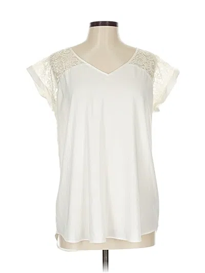 Pre-owned Express Short Sleeve Top Ivory V Neck Tops In White