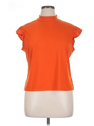 Pre-owned Express Short Sleeve Top Orange High Neck Tops