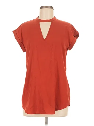 Pre-owned Express Short Sleeve Top Orange Keyhole Neckline Tops