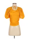 Express Short Sleeve Top Orange Sweetheart Neckline Tops In Orange