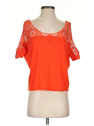 Pre-owned Express Short Sleeve Top Orange Sweetheart Neckline Tops