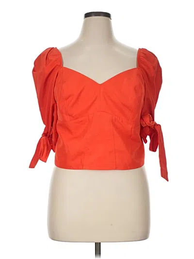 Pre-owned Express Short Sleeve Top Orange Sweetheart Neckline Tops