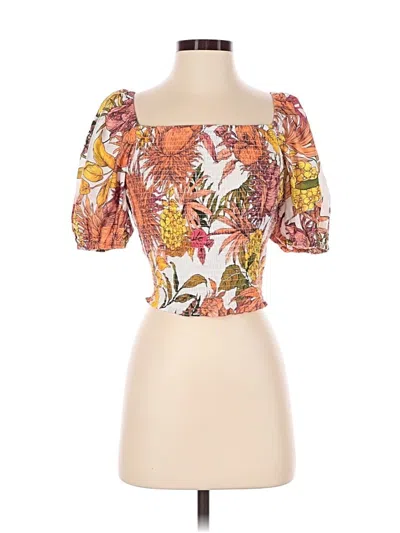 Pre-owned Express Short Sleeve Top Orange Sweetheart Neckline Tops
