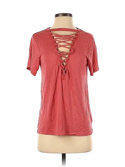 Pre-owned Express Short Sleeve Top Pink Keyhole Neckline Tops