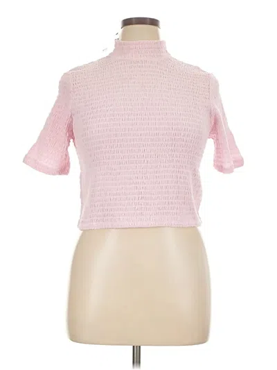 Pre-owned Express Short Sleeve Top Pink Mock Neckline Tops