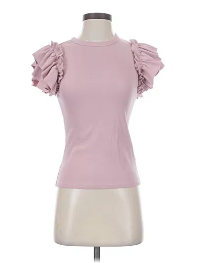 Pre-owned Express Short Sleeve Top Pink Ruffles Neckline Tops
