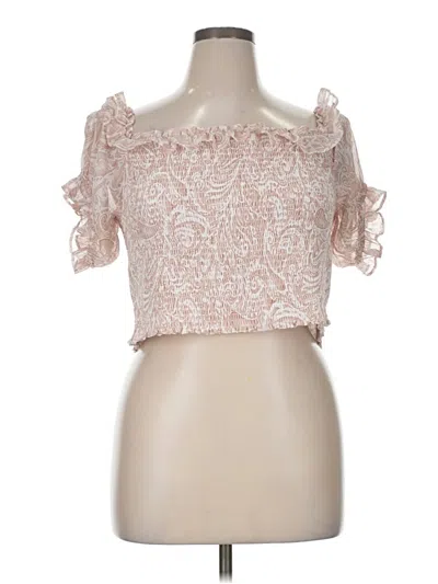 Pre-owned Express Short Sleeve Top Pink Strapless Neckline Tops