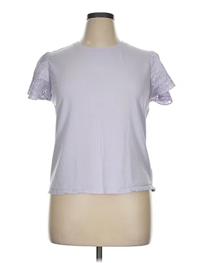 Pre-owned Express Short Sleeve Top Purple Mock Neckline Tops