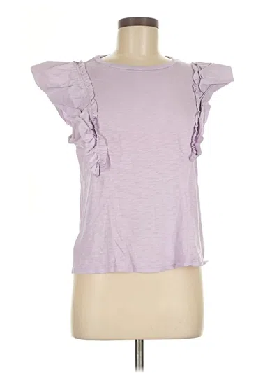 Pre-owned Express Short Sleeve Top Purple Ruffles Neckline Tops