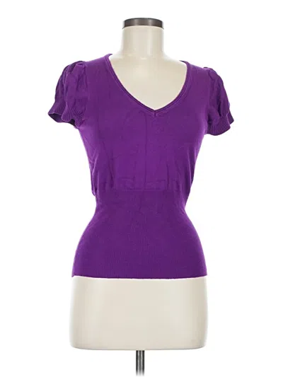 Pre-owned Express Short Sleeve Top Purple Sweetheart Neckline Tops